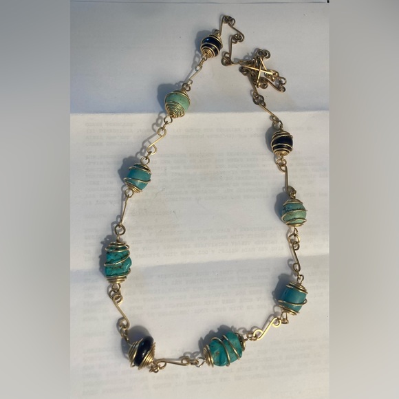 Handmade Copper and Turquoise Necklace - Picture 3 of 4